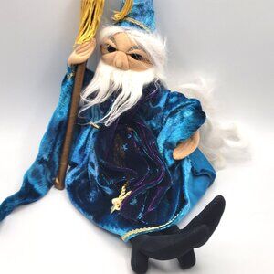 Folkmanis Folktails Wizard Full Body Puppet Retired Purple/Blue White Beard 13
